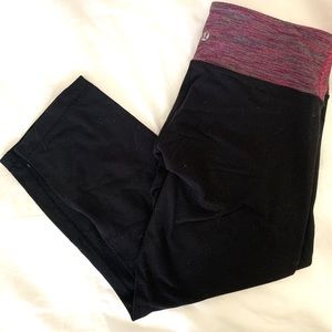 Lululemon Crop Leggings with Pink Band